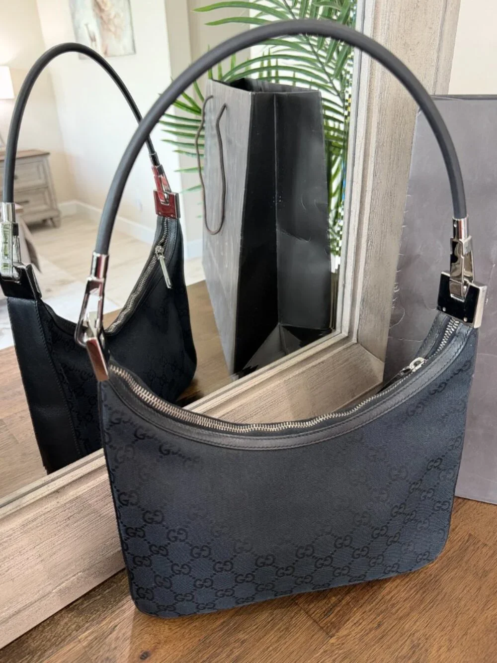 Vintage Gucci Tom Ford Era GG Canvas Hobo Bag